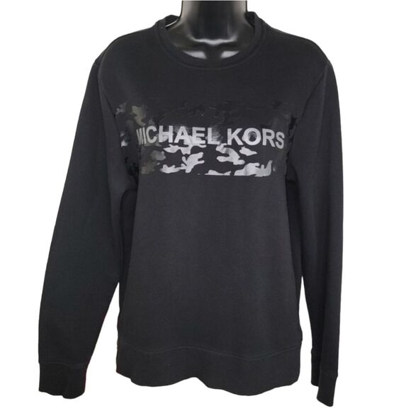 Michael Kors black camo crewneck sweatshirt size medium - Picture 1 of 8